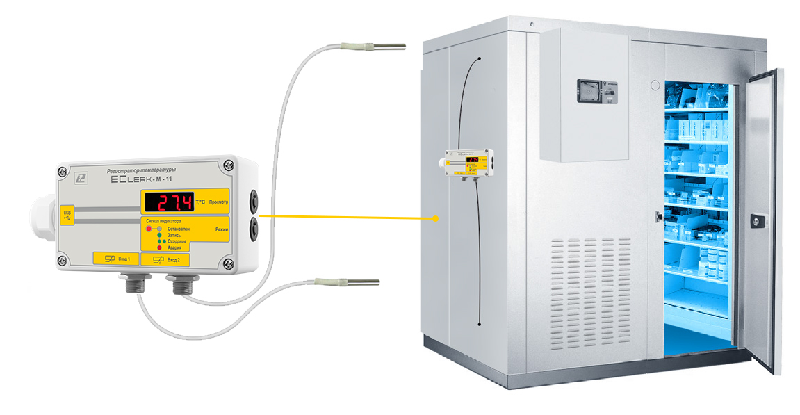 Измеритель регистратор температуры, терморегистратор EClerk-M-2Pt-HP-G3 